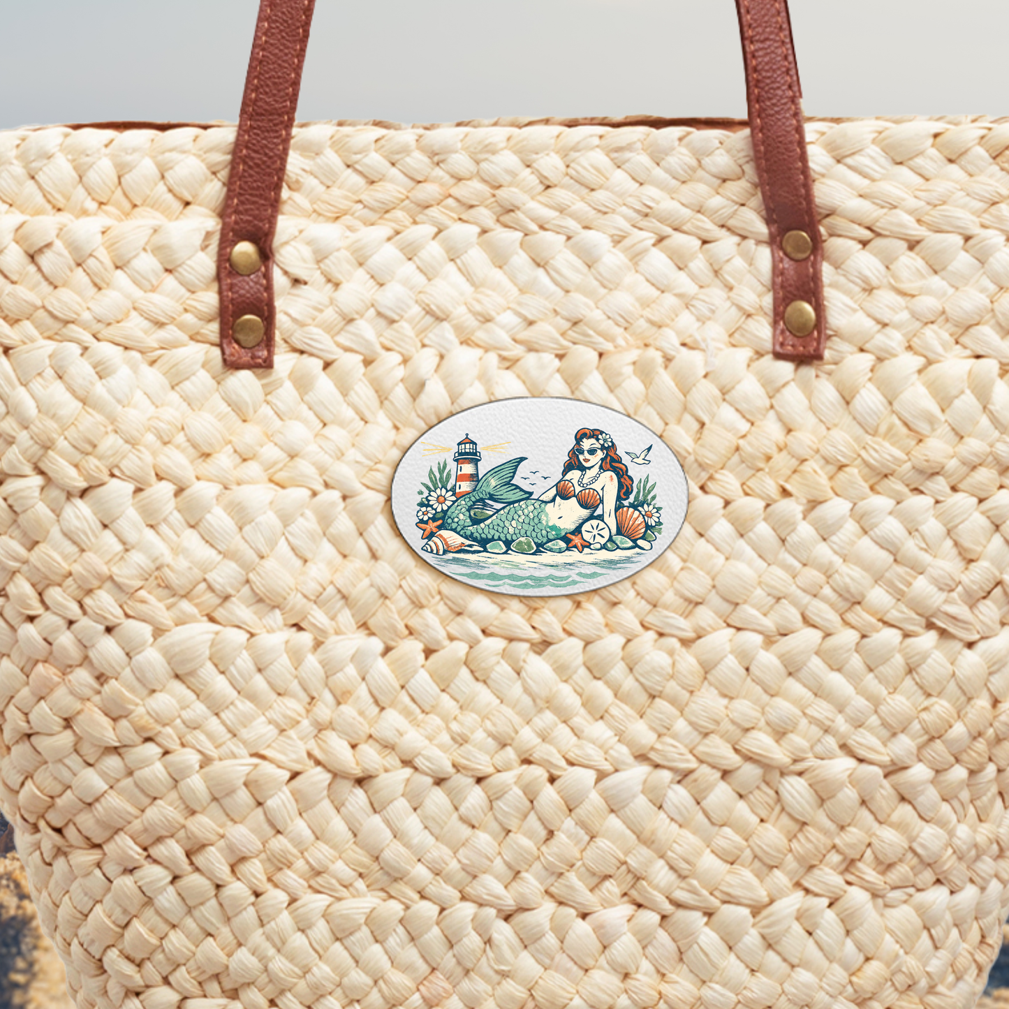 Saltwater & Sarcasm™ Mermaid Coastal Straw Tote | Woven Beach Shoulder Bag